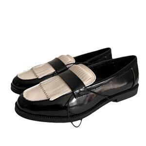 NEW WORTHINGTON WOMEN'S BLACK WHITE ISOLA MOC CLOSED TOE OXFORD SHOES Size 8 M